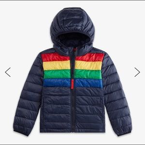 Primary Puffer Jacket in Rainbow Stripe
